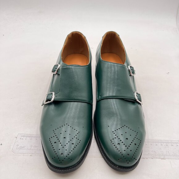 FSJ Men's Double Monk Strap Dress Loafers with Buckle Round Toe ,Green Shoes - Picture 3 of 8